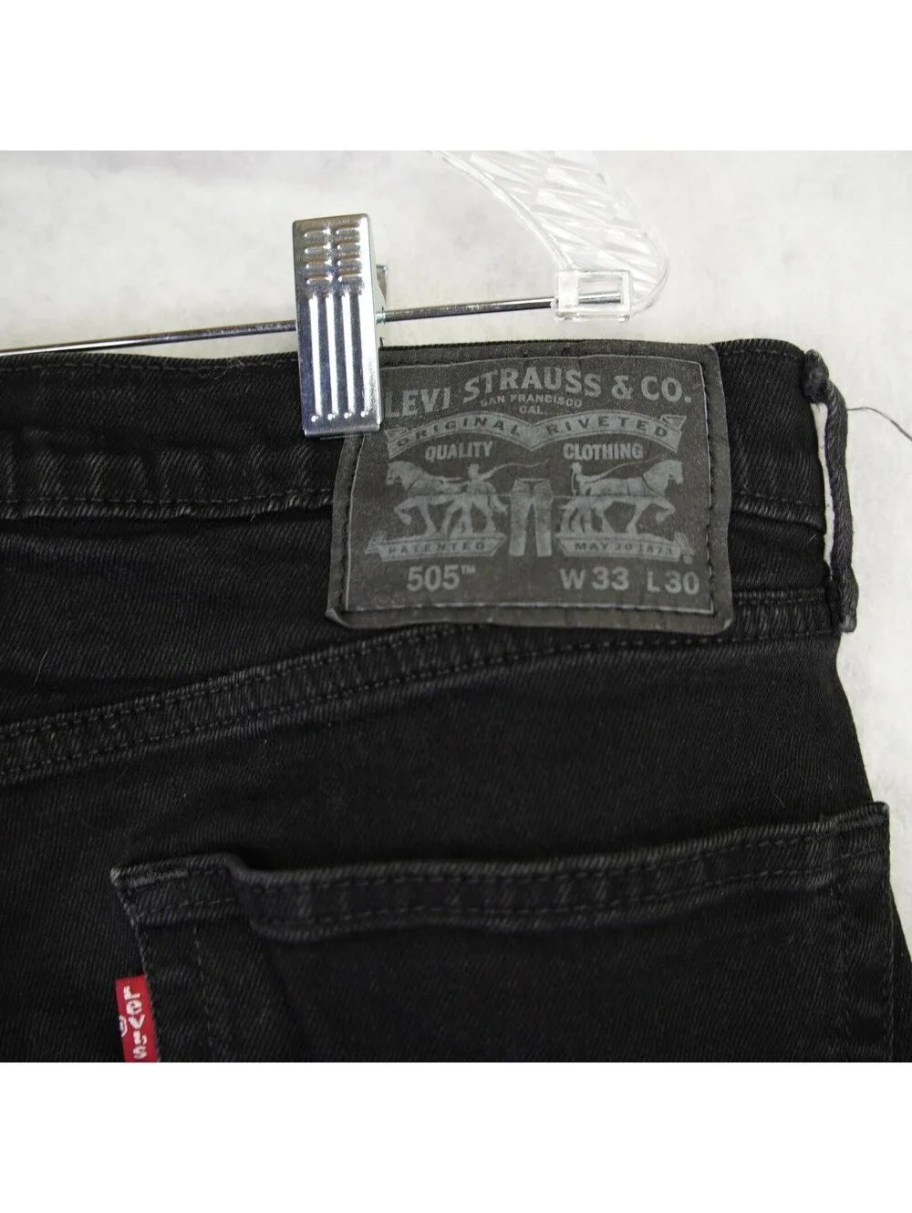Levi's 505 Regular Fit Straight Jeans Men's Size 33x28(Tag 33x30) Black Cotton